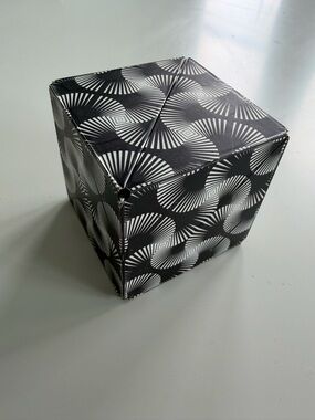 Shashibo Magnetic Puzzle Cube Box — Black & White Geometric Design